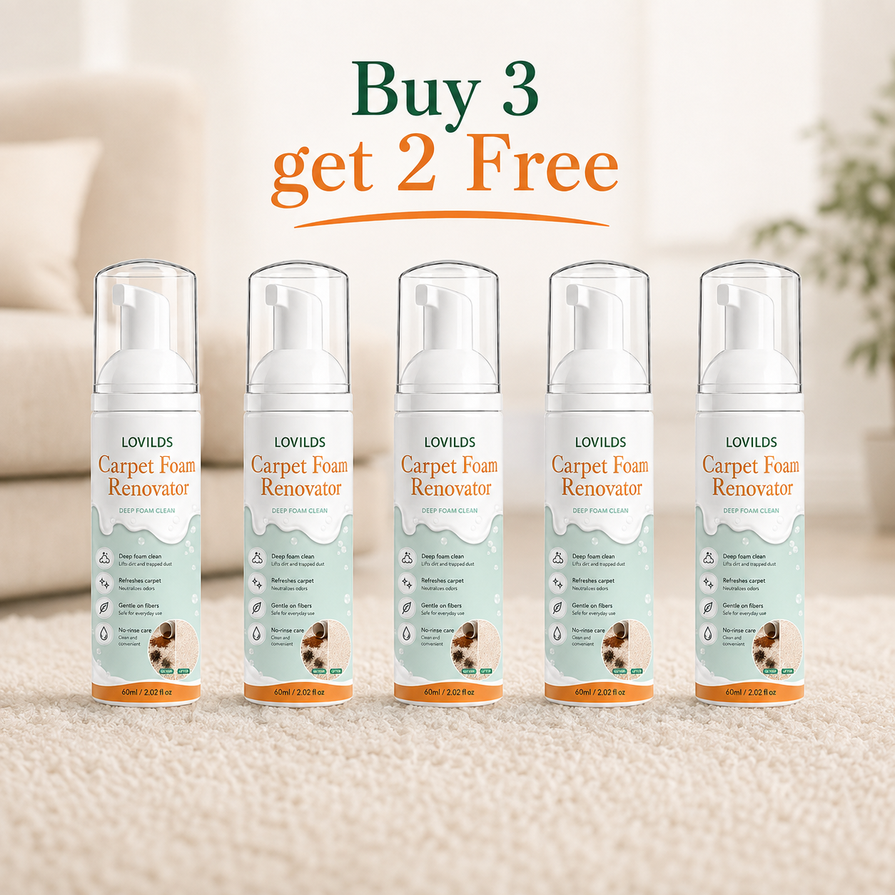✨ Instant Waterless Cleaning Foam for Carpet & Fabric 🧼