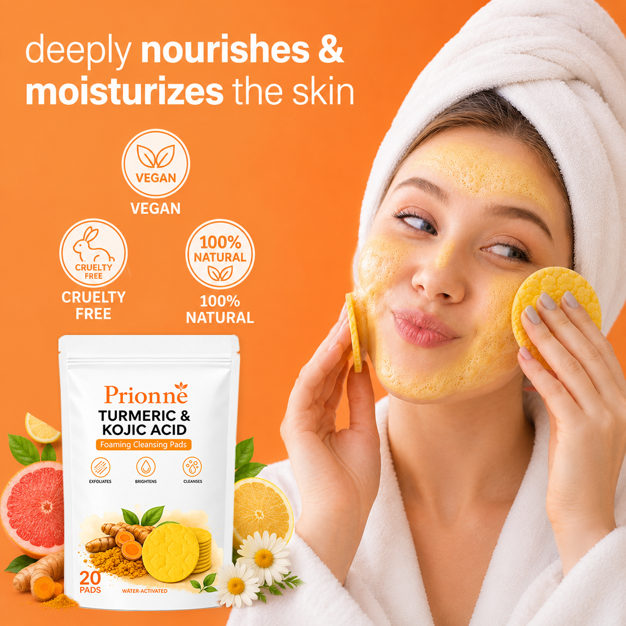 Prionne™ Turmeric + Kojic Acid Cleansing Pads
