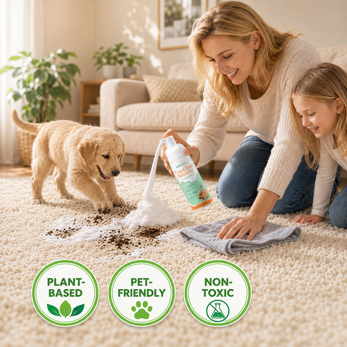✨ Instant Waterless Cleaning Foam for Carpet & Fabric 🧼