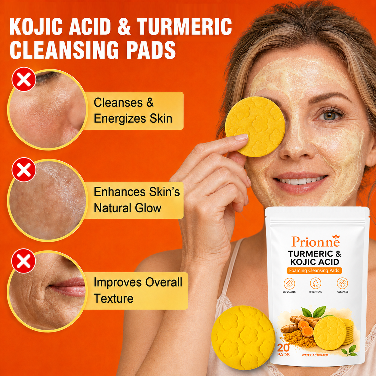 Prionne™ Turmeric + Kojic Acid Cleansing Pads